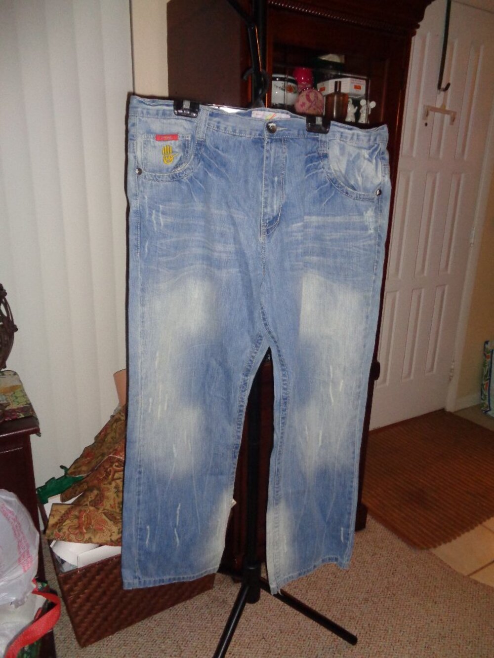 Vintage Miskeen Original Men's Jeans Size 42 X 33 Embroidered Back Pockets